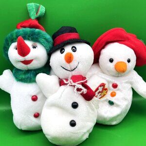 Ty Beanie Baby Snowman Lot of 3 MWMT Snowball Snowgirl Chillin Christmas Plush